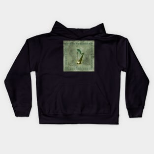 Celtic harp with celtic knot and flowers with bird Kids Hoodie